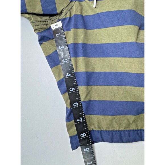 J.Crew Mens Swim Trunks Size 35 Navy Olive Green Striped Board Shorts Surf Beach - Picture 9 of 11